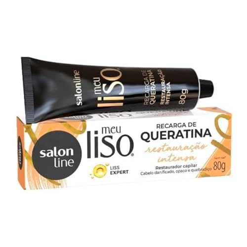 Salon Line, Recarga de Queratina, Meu Liso, Restauração Intensa, Vegana - Cabelos Lisos, 80 g