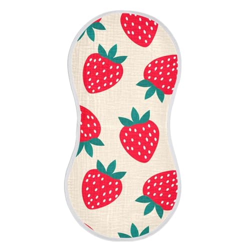 2 Pack Baby Burp Cloths, Soft Absorbent Burping Cloths for Babies, Cotton Milk Spit Up Rags, Large Size for Newborns, Baby Boys and Girls (Pastel Strawberry Pattern)2