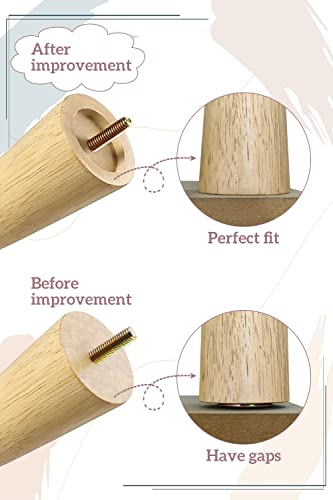 Gosche Wooden Chair Legs 10 Inch, Round Solid Wood Furniture Feet, Sofa Legs Set Of 4, Replacement Couch Legs For Armchair, Cabinet, Mid Century Modern Dresser Or Home Diy Projects Bun Feet #TOP2