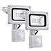 Produktbild NIKEEYEN 2er Pack 10W LED Strahler mit Bewegungsmelder, Wasserdicht IP65 6500K Kaltes Weiß LED Flutlicht 1000LM LED Scheinwerfer für Garten Garage Sportplatz