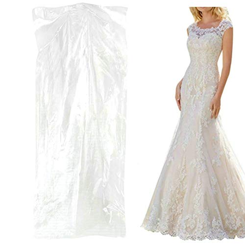 Fangkun Pack of 50 Garment Bag Transparent Clothing Dust Cover Dustproof Wateproof Storage Bag Suitable for Wedding Dresses Long Skirts Windbreakers Down Jackets 23.6 x 59 inches