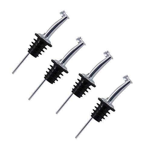TILY Acciaio inossidabile Freeflow versatore con cerniera del tappo per bottiglie di vino liquore olio d' oliva aceto di sciroppo di caffè (4 pz)