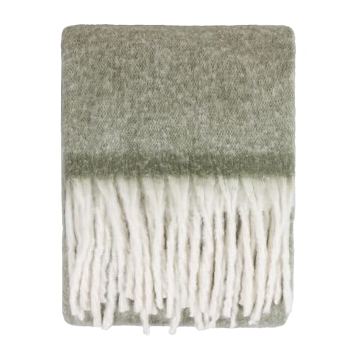 Image of furn. Cozy Throw – Soft Textured Woven Blanket with Tassels (Green - 140x180cm)