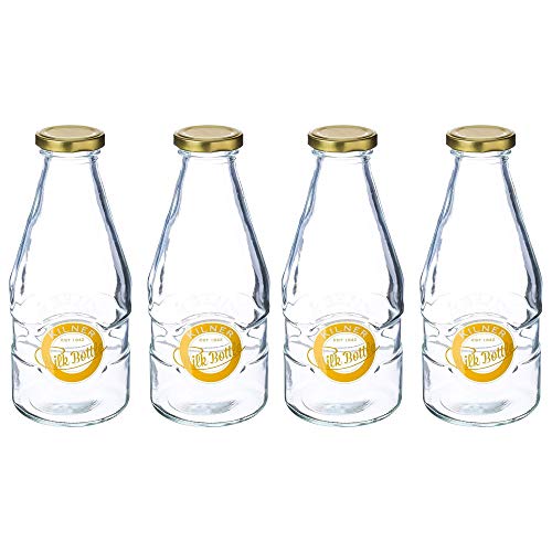Kilner Twist Top Milk Bottle 1/3 Pint 568ml Clear (Pack of 4)