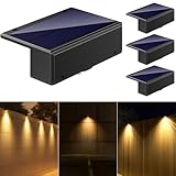 NFESOLAR 玄関ライト ソーラーライト 屋外 防犯 LED ガーデンライト 広範囲照射 防水 IP65 玄関 庭 駐車場 自動点滅 高輝度 暖色光 単結晶ソーラーパネル 大容量バッテリー 簡単取り付け (4個セット)
