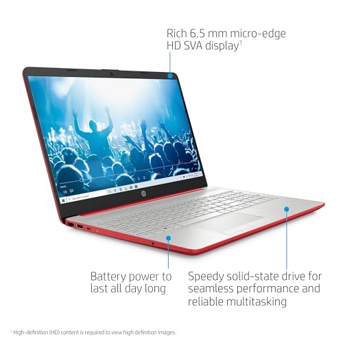 Image of HP 15.6 inch Laptop with Free Microsoft 365 | Intel Pentium Silver N5030, 4-Core Processor | 8GB RAM, 128GB SSD | Intel UHD Graphics | Full-Size Keyboard | 11HR Battery | Windows 11, Scarlet Red
