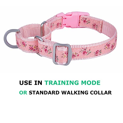 Ewinoom Martingale Collar For Dogs With Quick Release Snap Adjustable Floral No Pull Escape-Proof Dog Collars For Female Male Dogs, Pink, Medium #TOP1
