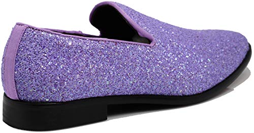 Image of SPK04 Men's Vintage Glitter Dress Loafers Slip On Shoes Classic Tuxedo Dress Shoes