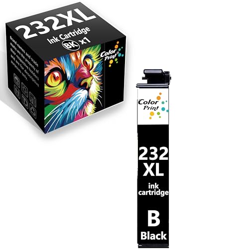 Color Print Compatible Remanufactured Ink Cartridge Replacement for Epson 232XL Black Ink Cartridge 232 XL T232XL T232 for Expression Home XP-4200 XP-4205 Workforce WF-2930 WF-2950 Printer (1-Pack,BK)
