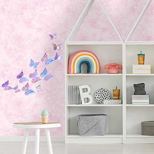 Decoraciones de mariposas 3D morado iridiscente rosa 27 piezas miniatura 3