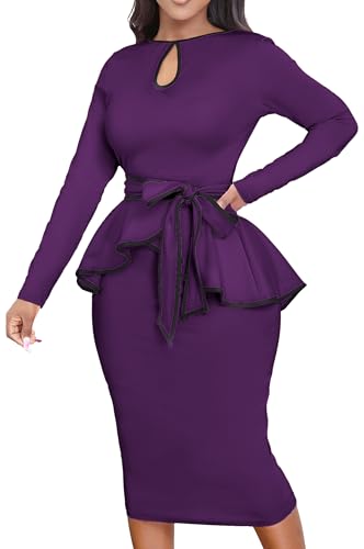 Image of Women's Bodycon Vintage Dresses Elegant Peplum Dresses for Women Business Work Office