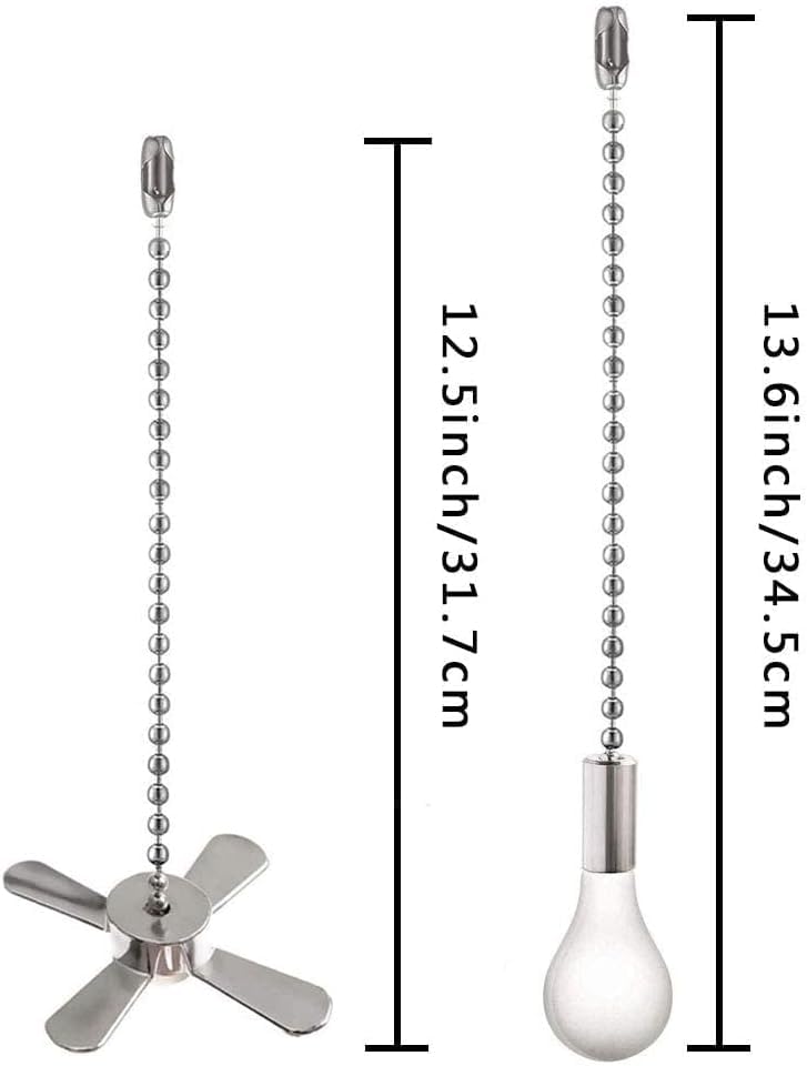 Image of SKYVIEW INTERNATIONAL Ceiling Fan Pull Chain Extension Ornaments Chains with Decorative Light Bulb and Fan Cord 13.6 Inches Fan Chain Set for Ceiling Light Lamp (Pull Chain(SILVER))