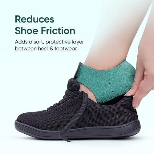 Image of Frido Orthotics Heel Protector for Heel Pain Relief | Gel Heel Pad with Velcro Strap | Anti-Slip Heel Cup Cushion for Men & Women | Plantar Fasciitis, Heel Spurs, Shoe Bite Support | Green | Size - L