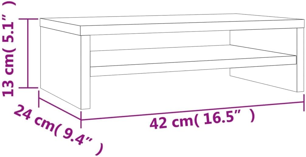 vidaXL Monitor Stand Smoked Oak Engineered wood Compact Organizers