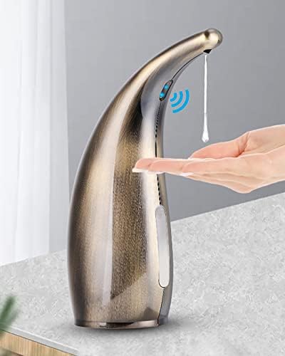 MIFULY Soap Dispenser Automatic, Touchless Liquid Soap Dispenser, with Infrared Motion Sensor, Waterproof, Green Bronze, 300ml/11oz