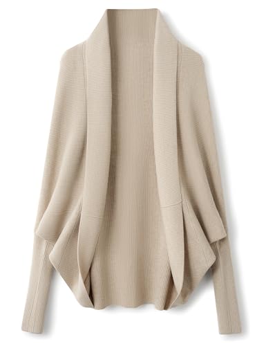 Ciovkis Women's Merino Wool Blend Oversized Cardigan 2025 Fall Winter Open Front Batwing Sleeve Rib...