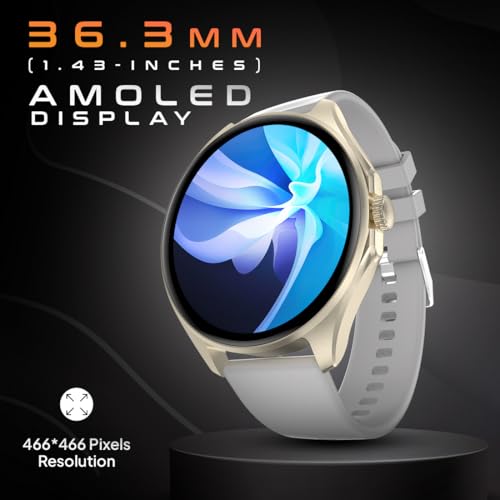 Image of Fire-Boltt Boltt Fire Apollo 2 Smartwatch 36.3Mm (1.43 Inch) AMOLED Display, Bluetooth Calling,100+ Sports Modes,Voice Assistant,Health Suite, IP67 Water Resistant, Smart Notifications. (Light Grey)
