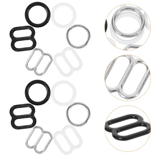 DIYEAH 30 Paires Ajusteur de Soutien-gorge en Alliage Noir et Blanc, Clip Compact et Pratique pour Bretelles, Facile à Stocker, pour Femmes