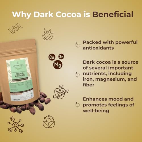 Image of Cocoacraft Light Organic Cocoa Powder with 20% Cacao Butter (1KG) 100% Natural Process | Handmade Artisanal Cocoa Powder from Kerala | Used in Baking, cooking, etc.