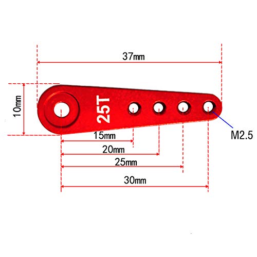 2Pack Sharegoo 25T Metal Servo Horn Extension Long Steering Arm Server Rocker Compatible With Futaba Savox Power Hd Hsp Himoto Mg995 Mg996 Servos Motor,L37Mm #TOP2