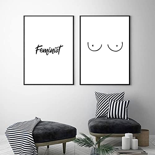 Affiche féministe abstrait noir blanc pour créer une ambiance moderne dans votre chambre