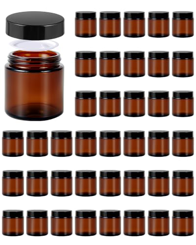 4oz Glass Jars with Lids, Hoa Kinh 40 Pack Amber Small Glass Jars with Lids