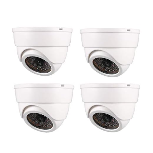 uxcell Fake Security Camera Dummy Dome CCTV with Blinking Red LED Warning Light for Home Outdoor Indoor White 4pcs