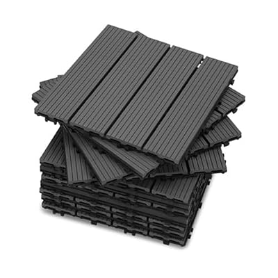 YOEVU - Set de 11 Baldosas de Exterior de Madera Composite WPC, 1m², Baldosas de Terraza, Patio y Jardín, Antideslizantes, Resistentes al Agua, 30x30cm, Gris