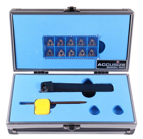 Accusize Industrial Tools 3/4'' Shank Indexable Thread Tool Set, 12Pcs Un External Thread Right, 0028-0283