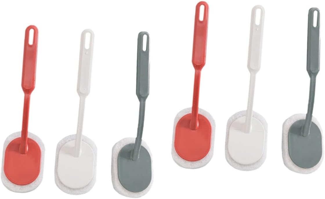 Ipetboom 6pcs Long Handle Sponge Brush Shower Scrubber for Kitchen Cleaning Brush Strong Decontamination Easy to Use