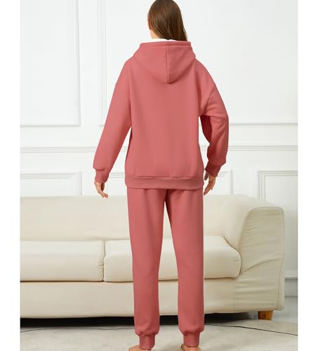 Colorful world Fleece Lined Lounge Sets for Women 2 Piece Outfits Tracksuit Pullover Hoodies Tops Sweatpants Sweatsuits2