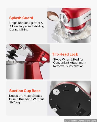 Image of VEVOR 5.3 Qt Tilt Head Stand Mixer 400W Metal Electric Dough Mixer
