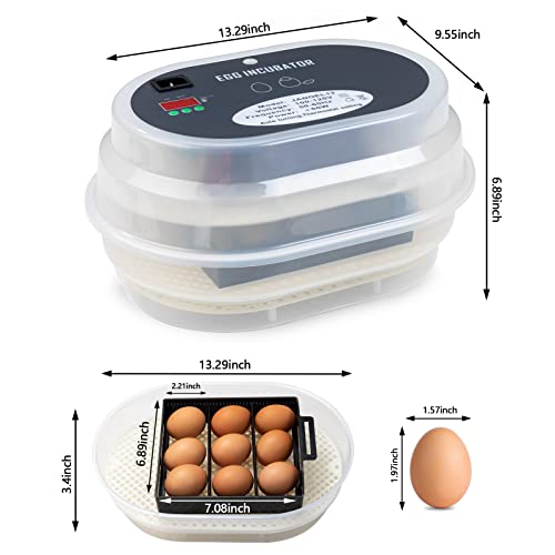 HBlife Digital Egg Incubator for Hatching 9-12 Chicken, Quail and Duck Eggs, with Fully Automatic Egg Turning and Temperature Display, Hatcher for Turkeys, Birds, Parrots and Poultry - Thumbnail 5
