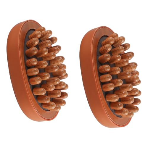 Laroal Lot de 2 brosses méridiennes, brosse de massage méridien, brosse apaisante avec coussin en bois, brosse de massage méridien
