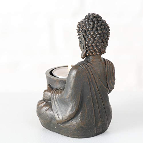 Whw Whole House Worlds Global Chic Museum Quality Baby Buddha Tea Light Holders, Set Of 3, Antiqued Patina Made Of Cast Poly Resin, 5 Tall X 3.5 Wide Inches #TOP6