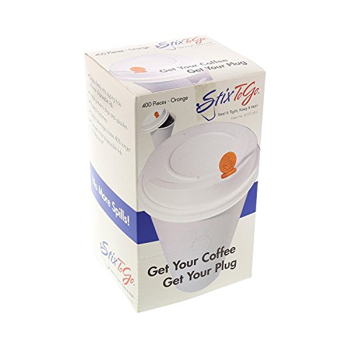 StixToGo Beverage Plugs - Leak Prevention Coffee Accessory for Hot Drinks, Disposable Coffee Stoppers, Fits Standard Lids - Orange, 2", Pack of 400