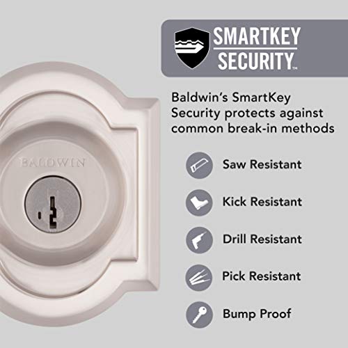 Baldwin Prestige 380 Arched Single Cylinder Deadbolt Featuring SmartKey in Satin Nickel