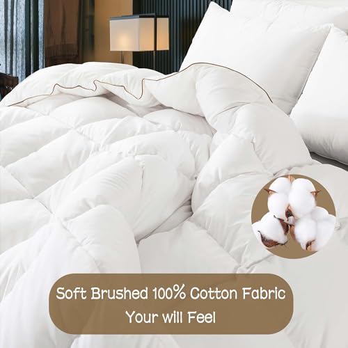 Whatsbedding Puffy White Goose/Duck Feather Down Comforter Queen Size thumb #3