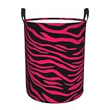 YPPAHHHH Foldable Laundry Basket Hot Pink Black Zebra Print Portable Laundry Hamper Small Dirty Clothes Basket For Baby Kids Nursery Toy Bin With Handles For Bathroom Dorm