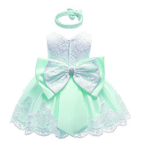 Kilo&Meters Green Formal Prom Summer Wedding Girls Dresses A-Line Sleeveless Knee Length Tutu Ruffle Kids Dress Princess Christeing Birthday Party Baby Dress 12M Light Green #TOP12