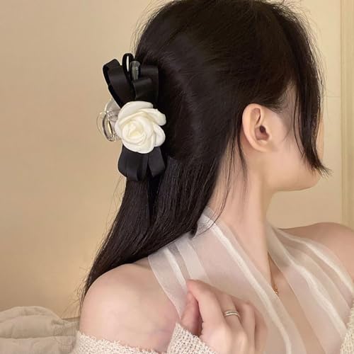 Pinza para cabello con moño y flor blanca Myhiju miniatura 3