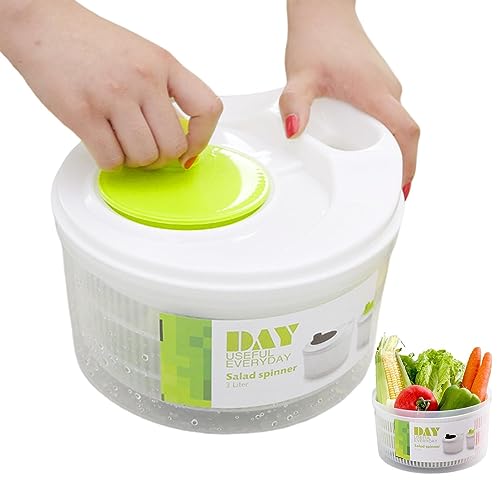Vegetable Salad Spinner | Large Manual Lettuce Spinner & Fruits Washer Dryer with Secure Lid Lock & Rotary Handle,Lettuce Washer Dryer Drainer Strainer for Home Kitchen Washing & Drying Leafy Greens