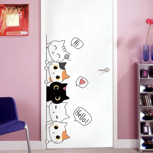 Cat Door Stickers Cartoon Stickers Cat Painted Animals Kids Bedroom Cartoon Bedroom Wall Stickers for Kids Room Decoration Home Decoration - Image 4