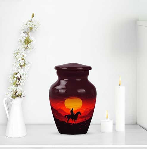 Image of Cowboy Urn - Small Urn for Human Ashes Keepsake - Urn for Ashes Adult Male - Urn for Ashes for Women - Funeral Urns for Adult Ashes Women - Size 3 Inch, Pack of 2