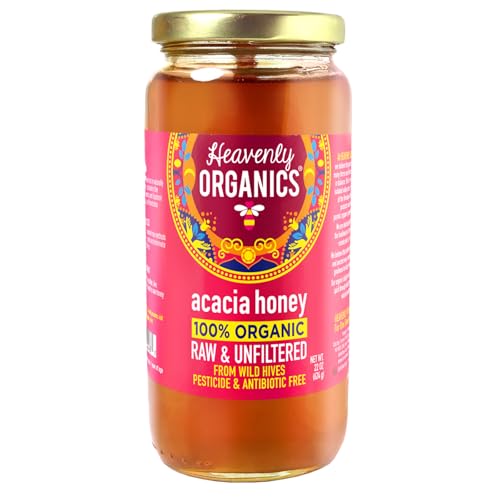 Heavenly Organics – 100% Organic Raw Of Honey of Acadia – 22 Oz.