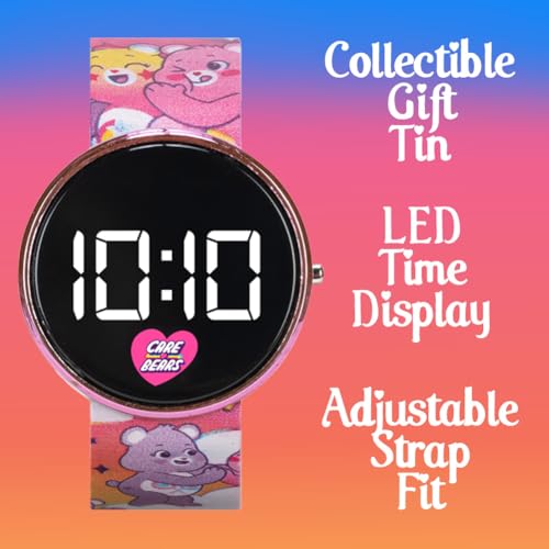 Accutime Care Bears Kids Digital Watch, Collectible Tin, Easy-to-Read Round LED Display4