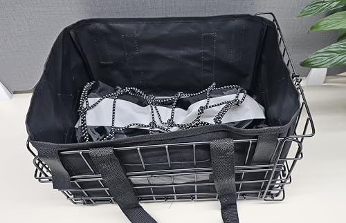 Wdmiya Fahrradkorb Hinten Fahrradkörbe Großer Faltbarer Fahrradkorb mit Gepäcknetz, tragbarem Innenfutter und wasserdichter Abdeckung Hundekorb Fahrrad Hinten für Pendler, Einkäufe, Kurzreisen