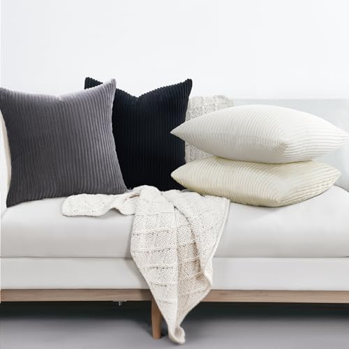 Image of Topfinel Black and White Decorative Throw Pillow Covers,Soft Velvet Modern Double-Sided Designs Euro Shams Set of 4,Mix and Match for Home Decor,Pillow Inserts Not Included (24x24 inch, Black /White)