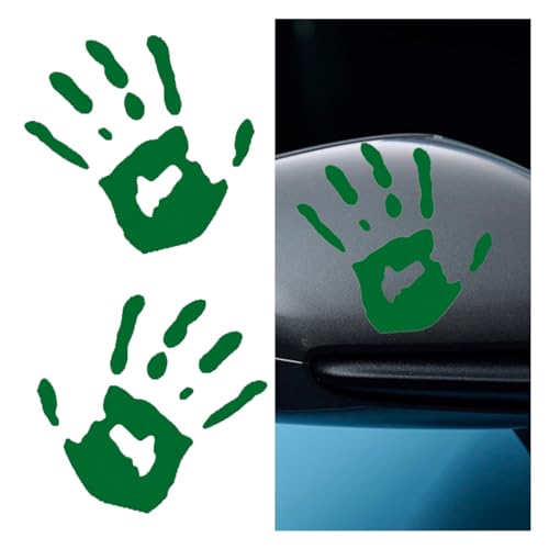 Image of 2PCS Car Wave Stickers, Wave Sign Decal Auto Waving Hand Stickers for Rearview Mirror Left Right, The Lazy Waver Car Decoration Compatible with Most Cars, SUVs (Green)