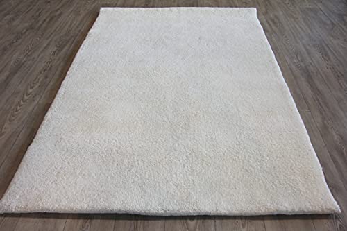 Original Berber Teppich 4 wollweiss 15/15 Double (ca. 90.000 Florfäden/m2), handgeknüpft in...